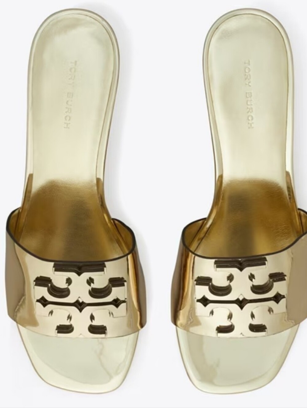 Tory Burch Ines Metallic Gold Heeled Mule
